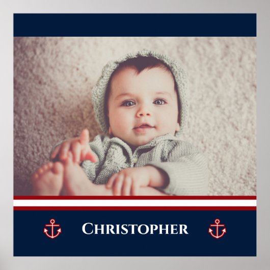 Custom Foto Nausea Navy Blue Red White Poster (Vorne)