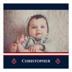 Custom Foto Nausea Navy Blue Red White Poster