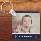 Custom Foto Nausea Navy Blue Red White Schlüsselanhänger (Vorderseite)