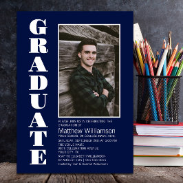 Custom Foto Navy Blue Graduation Party Einladung