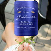 Custom Foto Navy Blue Metallic Abschluss Fächer