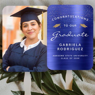 Custom Foto Navy Blue Metallic Abschluss Fächer