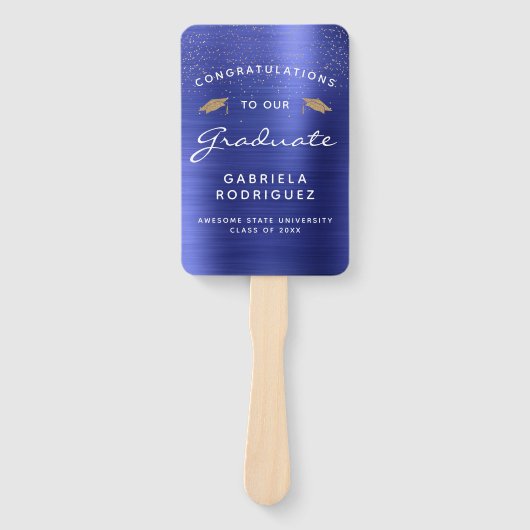 Custom Foto Navy Blue Metallic Abschluss Fächer (Vorderseite)