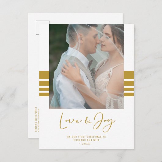 Custom Foto Newlyweds Erste Weihnachten Postkarte (Vorne/Hinten)