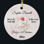 Custom Foto Niedlich Baby's Girl First Christmas 2 Keramik Ornament<br><div class="desc">Erste Weihnachtsschmuck für Kinder,  Personalisiertes Baby-Ornament,  Foto-Ornament,  Babyduschgeschenk. Individuelle Name und Jahr,  pinkfarbenes Baby Mädchen Weihnachtsschmuck 2022. *** Wenn Sie Designprobleme haben oder Hilfe benötigen,  können Sie mich kontaktieren.***</div>