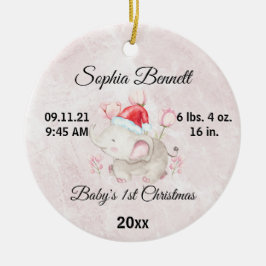 Custom Foto Niedlich Baby's Girl First Christmas 2 Keramik Ornament