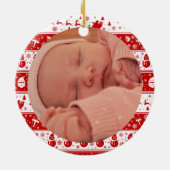 Custom Foto Niedlich Baby's Girl First Christmas 2 Keramik Ornament (Hinten)