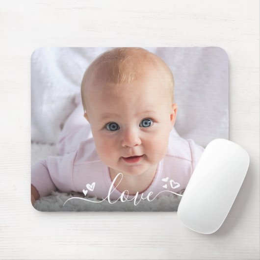 Custom Foto Niedlich DIY Moderne Liebe Skriptherze Mousepad (Mit Mouse)
