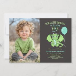 Custom Foto Niedlich Dragon 1. Geburtstag Einladun Einladung