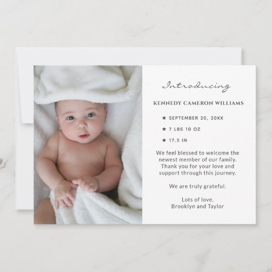 Custom Foto Niedlich Simple Hello Baby Neuborn Ankündigung (Vorderseite)