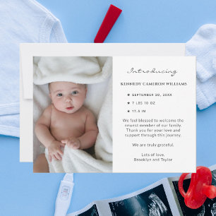 Custom Foto Niedlich Simple Hello Baby Neuborn Ankündigung