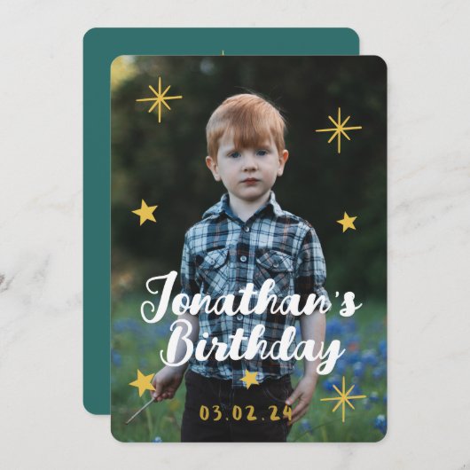 Custom Foto Niedlich Tiger Geburtstag Einladung (Vorne/Hinten)