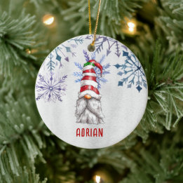 Custom Foto Niedlich Weihnachts Gnome Personalisie Keramik Ornament