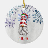 Custom Foto Niedlich Weihnachts Gnome Personalisie Keramik Ornament (Vorne)