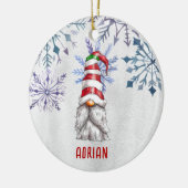 Custom Foto Niedlich Weihnachts Gnome Personalisie Keramik Ornament (Links)