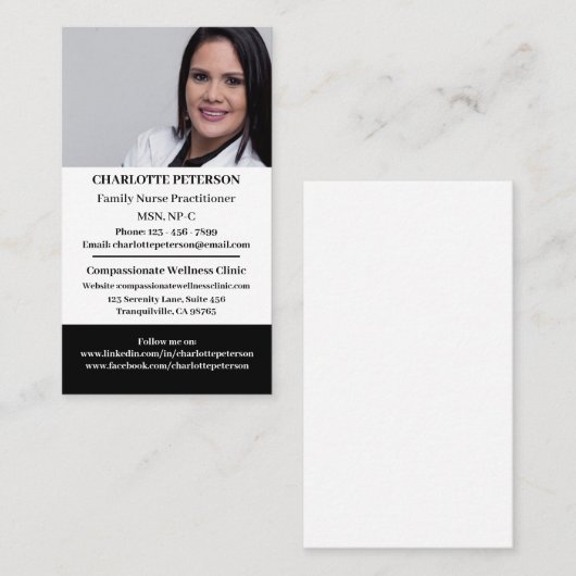 Custom Foto Nurse Practitioner Visitenkarte (Vorne/Hinten)