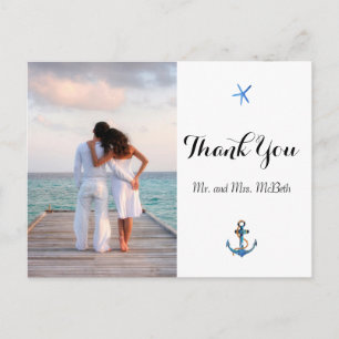 Custom Foto Ocean Blue Beach Hochzeit Vielen Dank Postkarte