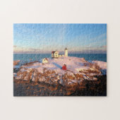 Custom Foto Ocean Sunset Nubble Lighthouse Puzzle (Horizontal)