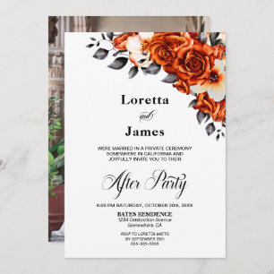 Custom Foto Orange Rose Floral Hochzeitsempfang Einladung