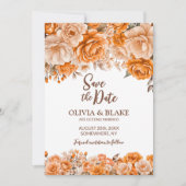 Custom Foto Orange Rose Floral Wedding Save The Date (Vorderseite)