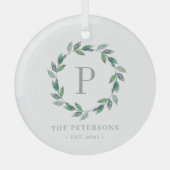 Custom Foto Ornament Delicate Wreath Monogram (Vorderseite)