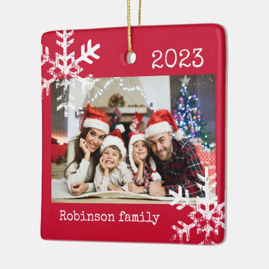 Custom Foto Ornament mit Schneeflocken (Links)