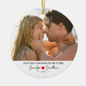 Custom Foto Our First Christmas Verheiratet Keramik Ornament (Vorne)