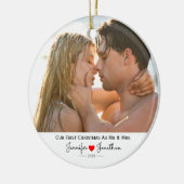 Custom Foto Our First Christmas Verheiratet Keramik Ornament (Links)