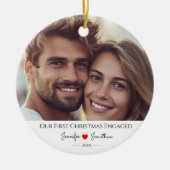 Custom Foto Our First Christmas Verlobt Keramik Ornament (Vorne)