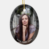 Custom Foto Oval Black Frame Weihnachtsdekoration Keramik Ornament (Hinten)