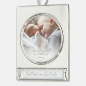 Custom Foto Overlay 1. Weihnachtsbräther Banner-Ornament Silber (Links)