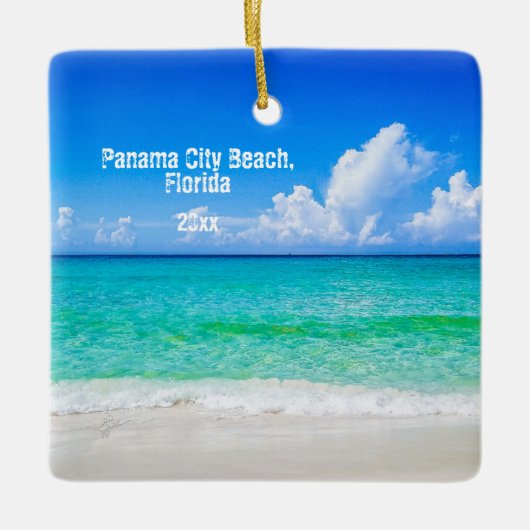 Custom Foto Panama City Beach Umbrells Keramikornament (Vorderseite)