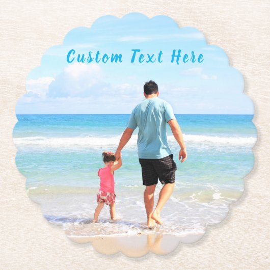 Custom Foto Paper Coaster Text Your Family Fotos Untersetzer (Vorderseite)