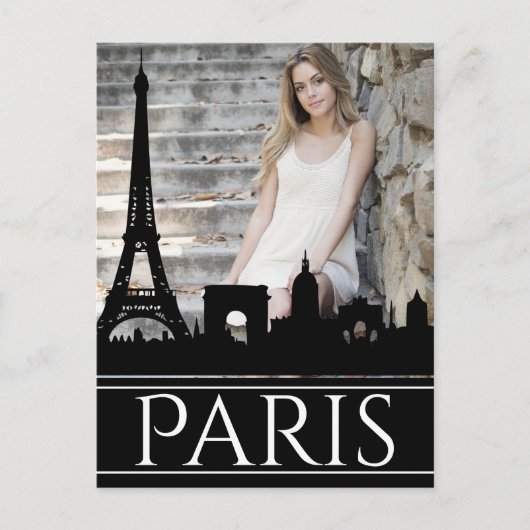 Custom Foto Paris Skyline mit Eiffelturm Postkarte (Vorderseite)