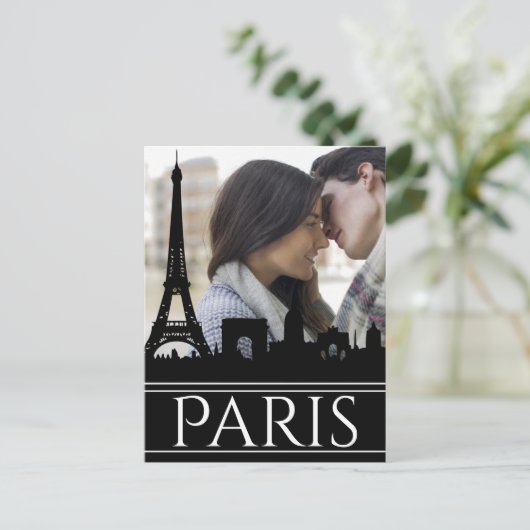 Custom Foto Paris Skyline mit Eiffelturm Postkarte (Stehend Vorderseite)