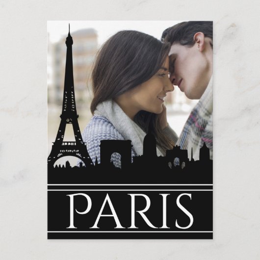 Custom Foto Paris Skyline mit Eiffelturm Postkarte (Vorderseite)