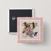 Custom Foto Pastel Pink Happy Green Mother Day Button (Vorne & Hinten)