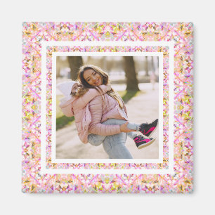 Custom Foto Pastel Pink Happy Green Mother Day Magnet