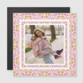 Custom Foto Pastel Pink Happy Green Mother Day Magnetkarte (Vorne/Hinten)