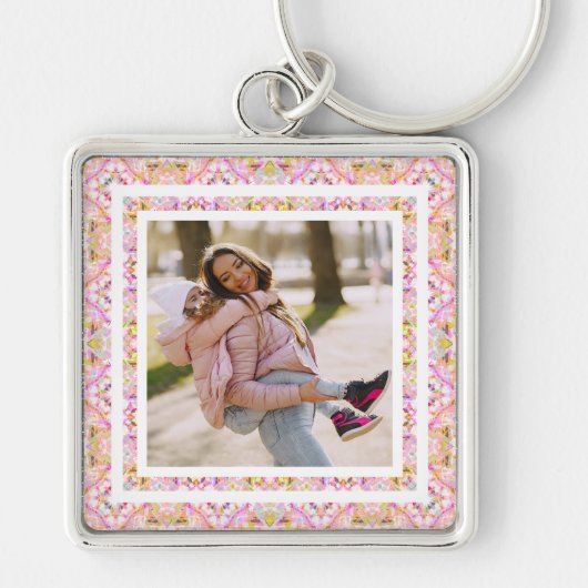 Custom Foto Pastel Pink Happy Green Mother Day Schlüsselanhänger (Vorne)
