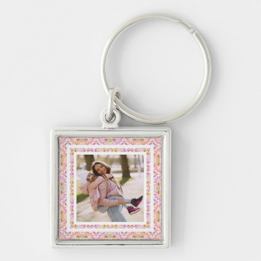Custom Foto Pastel Pink Happy Green Mother Day Schlüsselanhänger (Vorne)