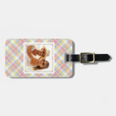 Custom Foto Pastel Strip Kariert Gepäckanhänger (Vorderseite horizontal)