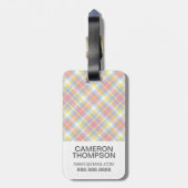 Custom Foto Pastel Strip Kariert Gepäckanhänger (Rückseite vertikal)
