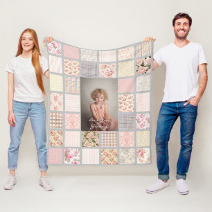 Custom Foto Patchwork Floral Granny Fleecedecke