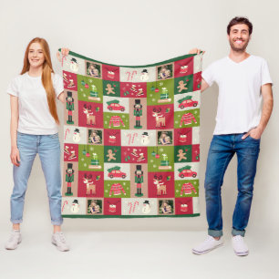 Custom Foto Patchwork Traditionelles Weihnachtsfes Fleecedecke