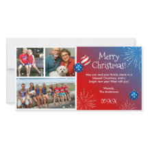 Custom Foto Patriotic Christmas Cards