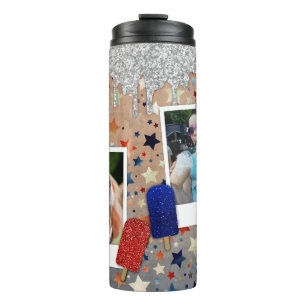 Custom Foto Patriotic Stars rot, weiß und blau Thermosbecher