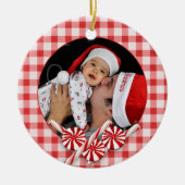 Custom Foto Peppermint Weihnachtsschmuck (Vorne)