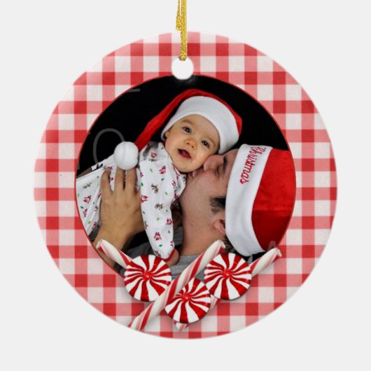 Custom Foto Peppermint Weihnachtsschmuck (Hinten)