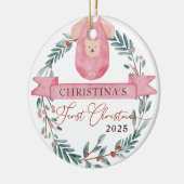 Custom Foto Personalisiert Baby's 1. Weihnachten Keramik Ornament (Links)